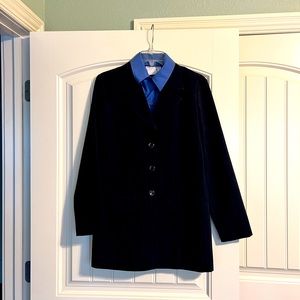Navy Blue Pin Stripe Suit w/pants and skirt (size 9)
